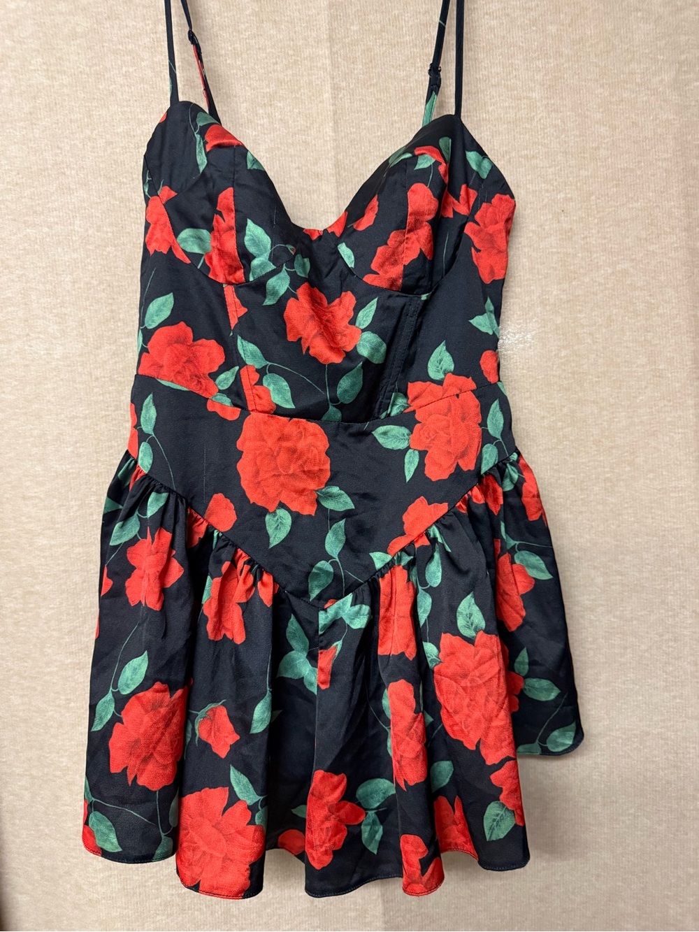 ASOS Floral scuba cupped playsuit romper with frill hem